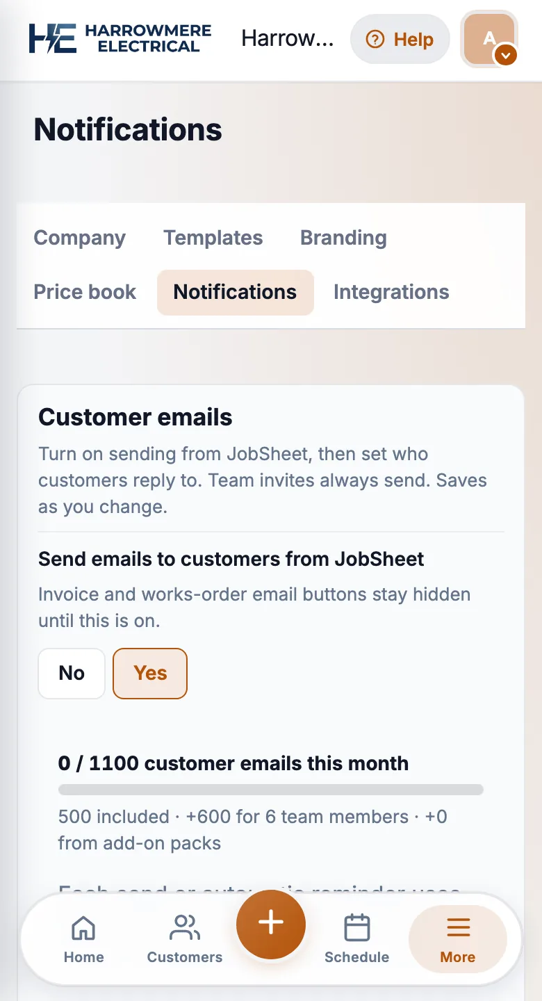 Automatic invoice due reminders on a phone